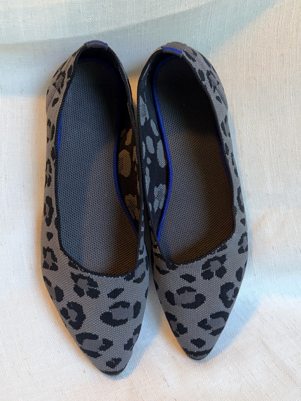 Rothy’s The Point Leopard Print Flats Gray Black Women’s Size 8.5